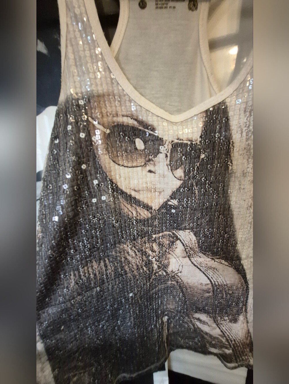 L.O.L. Vintage White Racerback Tank with Graphic Logo
